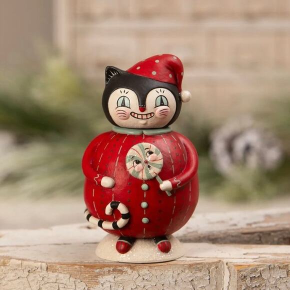 Bethany Lowe Johanna Parker Dezzy-Purr Sweet Dreams Christmas Cat Jar - Picture 1 of 3